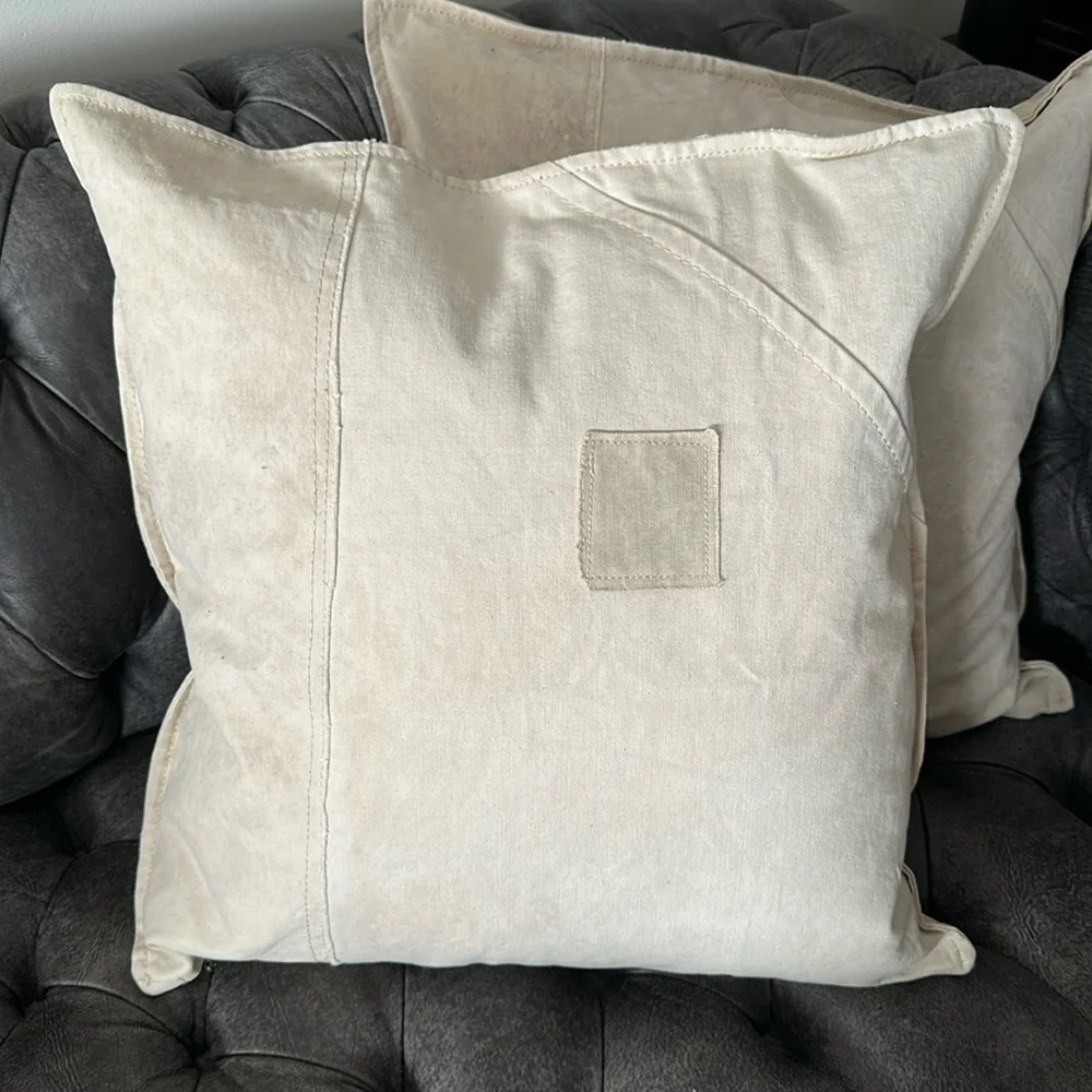 Restoration Hardware reclaimed salvaged cotton canvas pillow covers set of 3 new